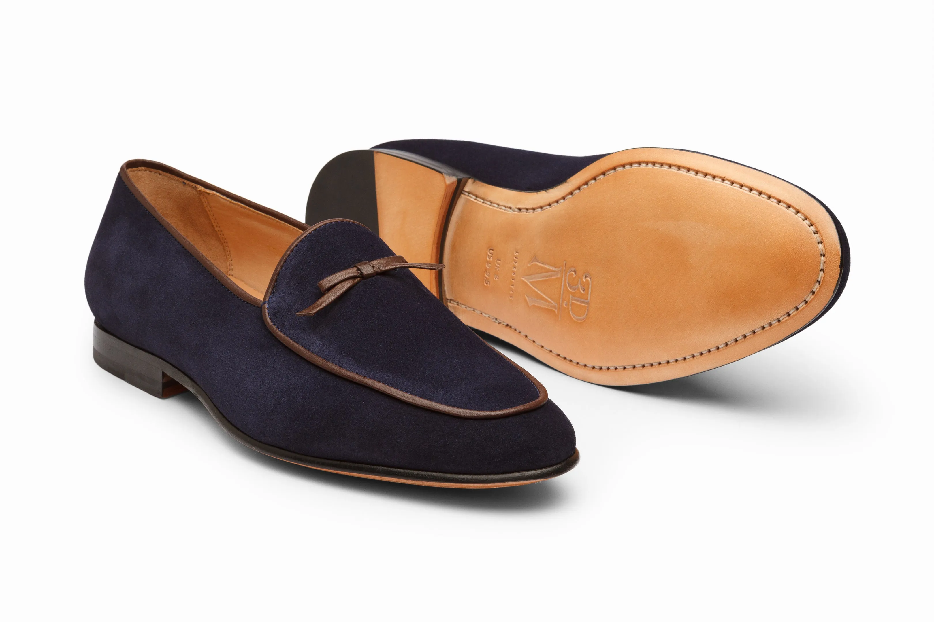 Belgian Loafers - Navy Suede