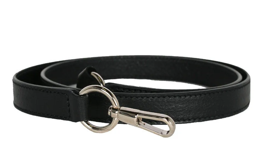 Black Bag Strap with Silver Hardware