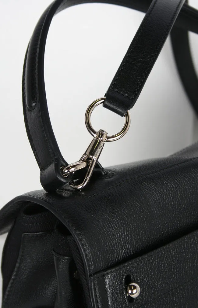 Black Bag Strap with Silver Hardware