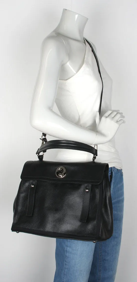 Black Bag Strap with Silver Hardware