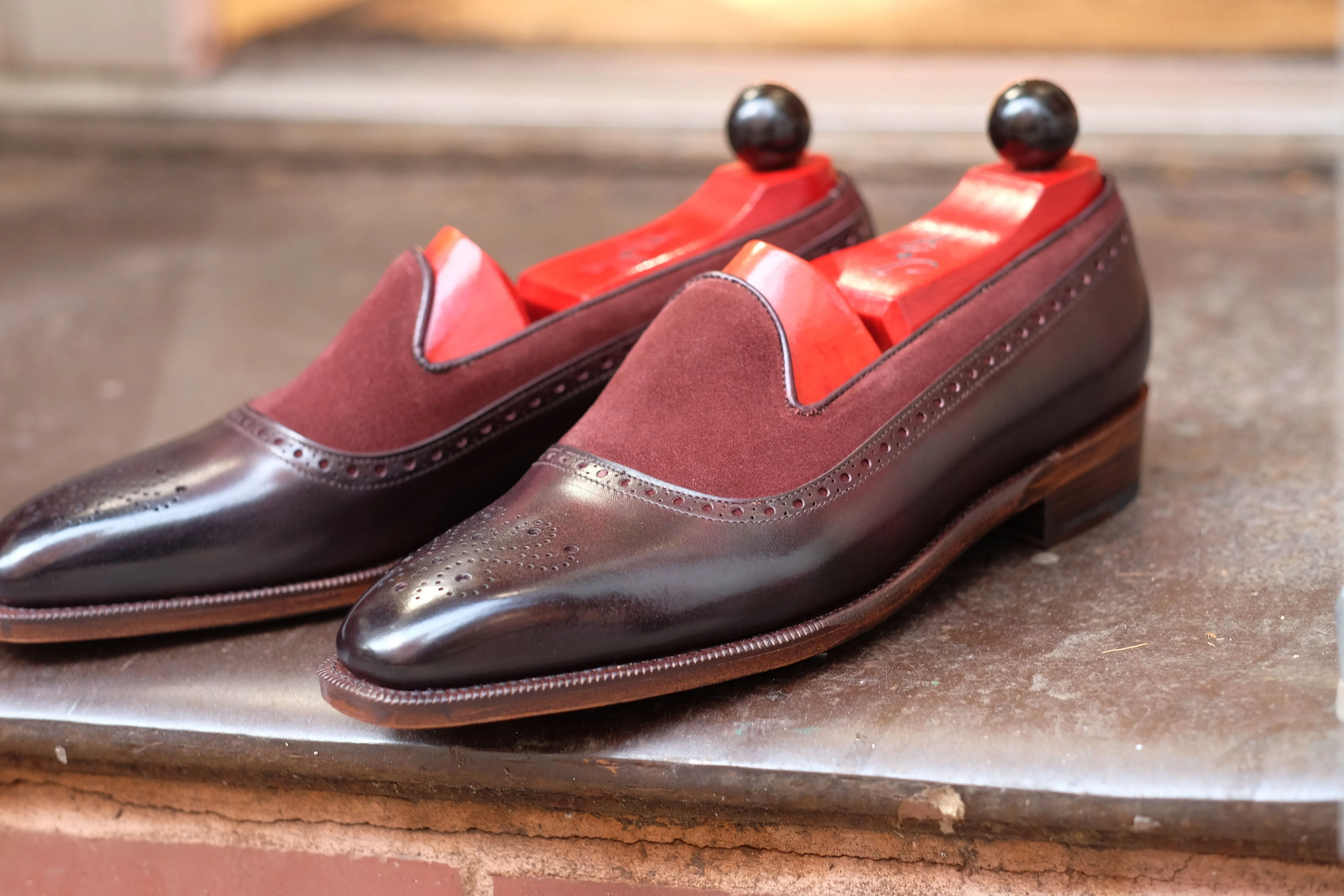 Bothell - MTO - Plum Museum Calf / Burgundy Suede - LPB Last - Single Leather Sole