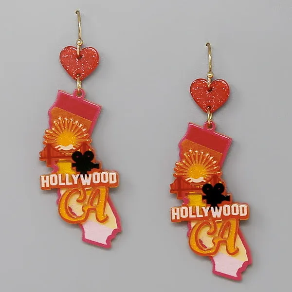 California State Map Acetate Earrings