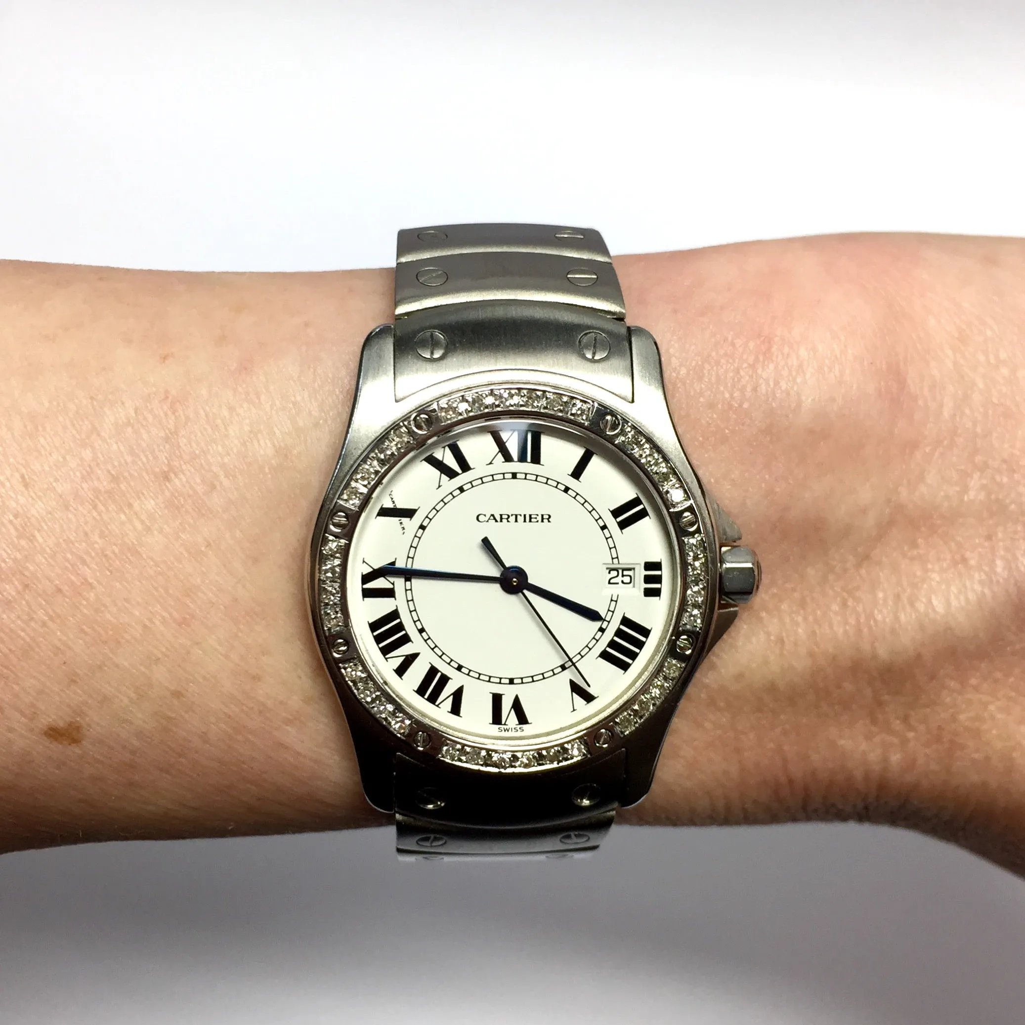 CARTIER COUGER Quartz 30mm Steel Diamond Watch