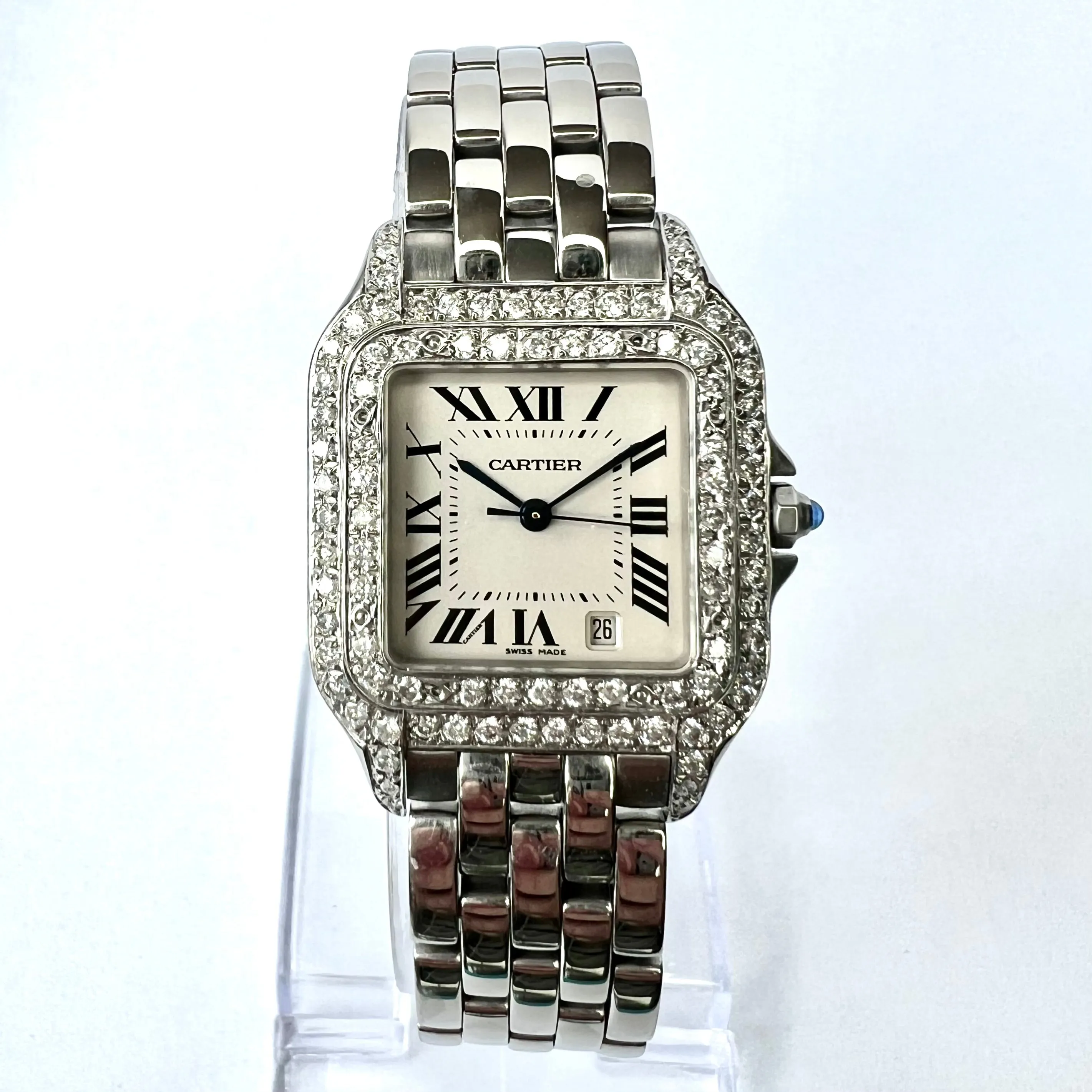 CARTIER PANTHERE 27mm Steel 1.25TCW Diamond Watch NEW Model