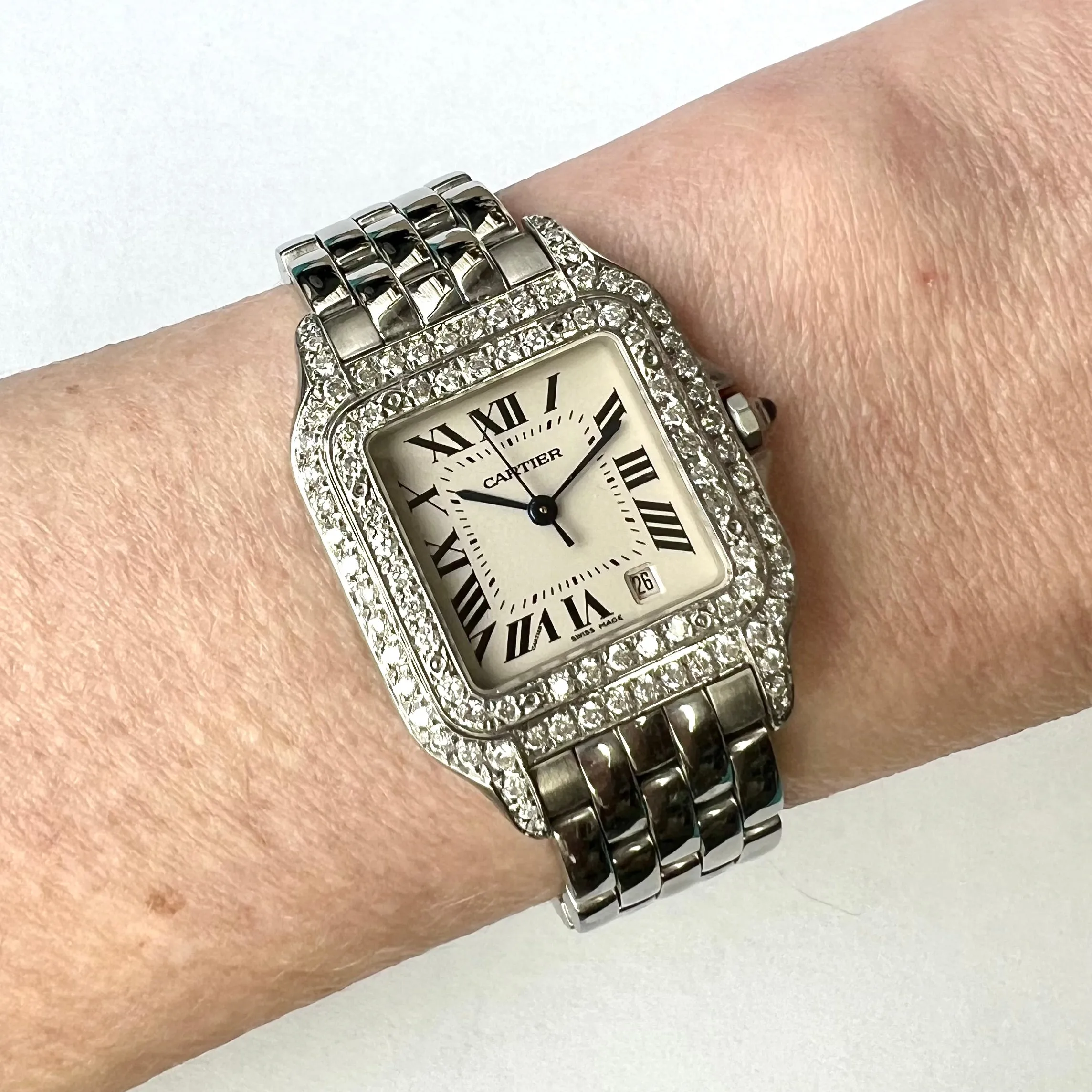 CARTIER PANTHERE 27mm Steel 1.25TCW Diamond Watch NEW Model