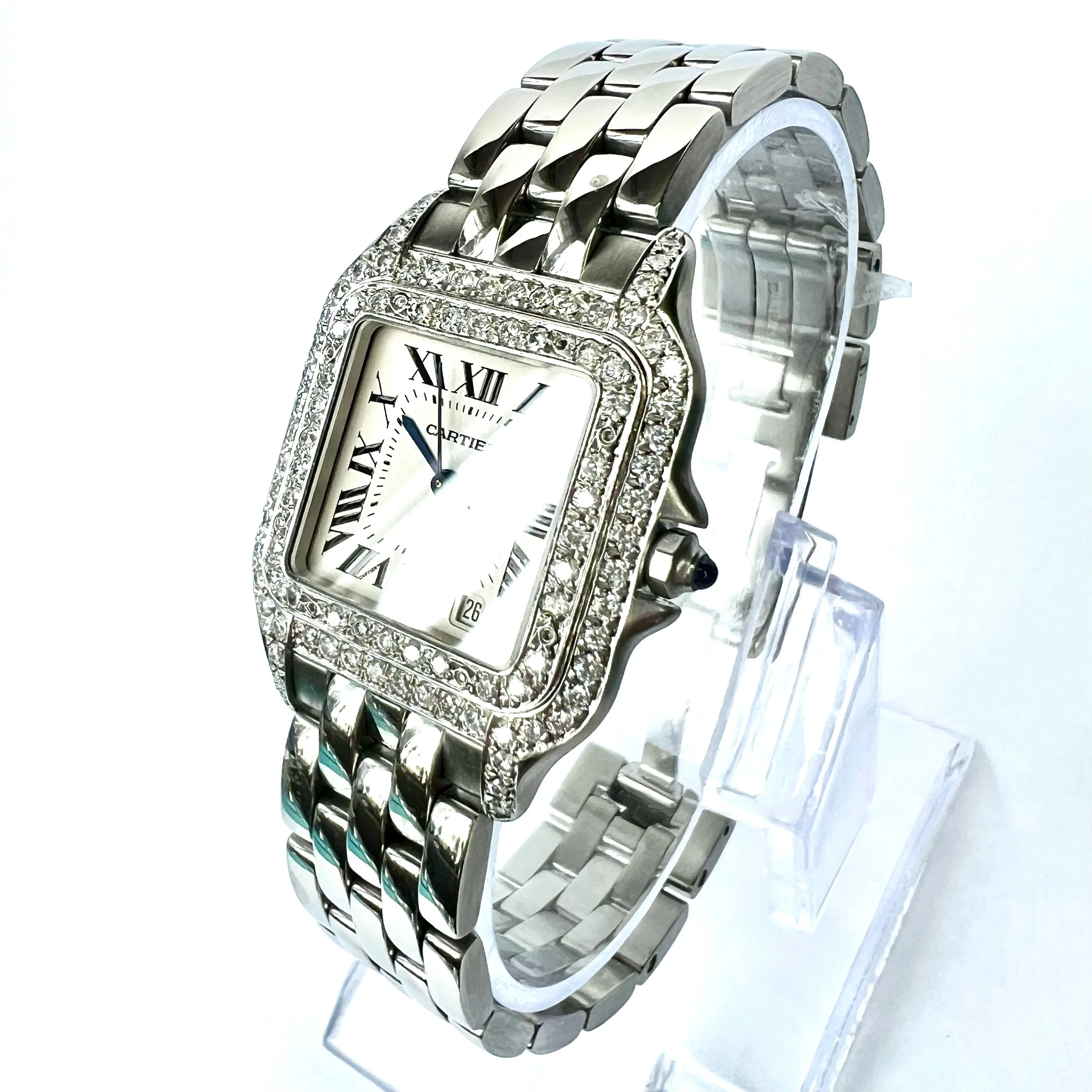 CARTIER PANTHERE 27mm Steel 1.25TCW Diamond Watch NEW Model