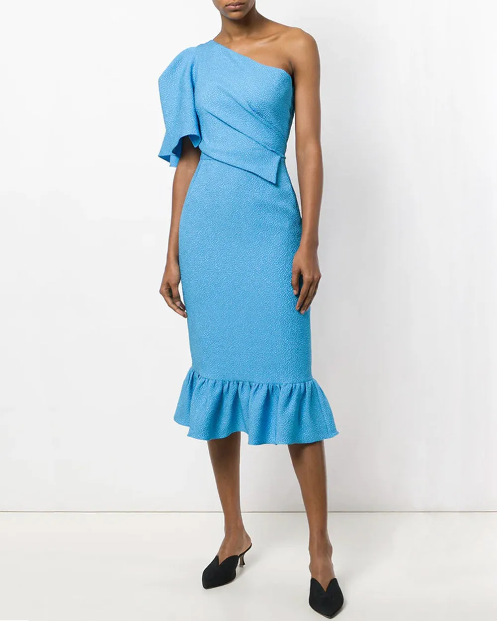 Cerulean Bubble Single Shoulder Taos Dress