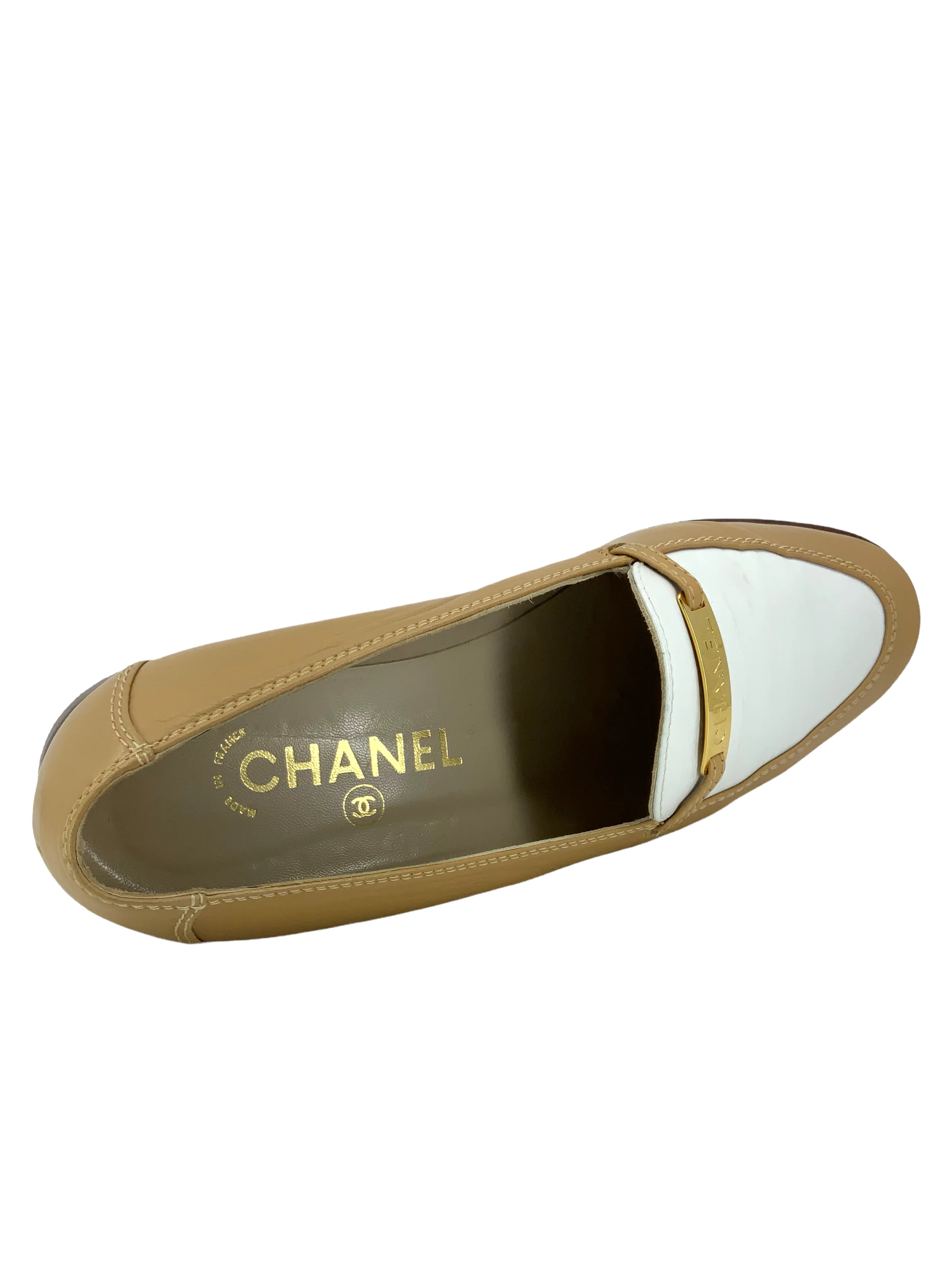 Chanel Vintage Calfskin Finition Main Loafers Size 7.5