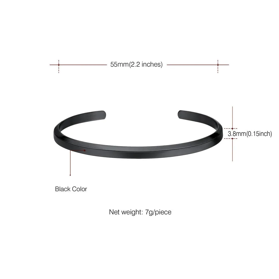 Classic Adjustable Stainless Steel Half Circle Open Cuff Bracelet