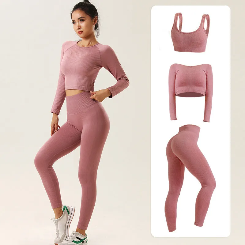 Clothes Beauty Back Gathers Stereotypes Hip Lift Elastic Tight Leggings Quick-drying Sports Tops Yoga Suits