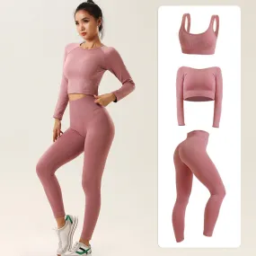 Clothes Beauty Back Gathers Stereotypes Hip Lift Elastic Tight Leggings Quick-drying Sports Tops Yoga Suits