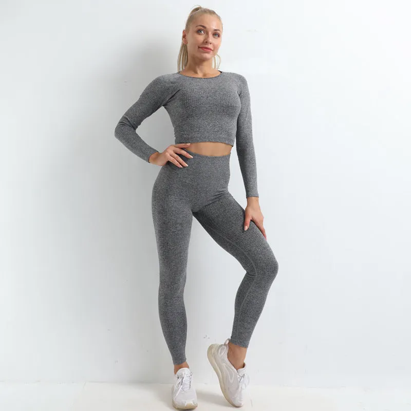 Clothes Beauty Back Gathers Stereotypes Hip Lift Elastic Tight Leggings Quick-drying Sports Tops Yoga Suits