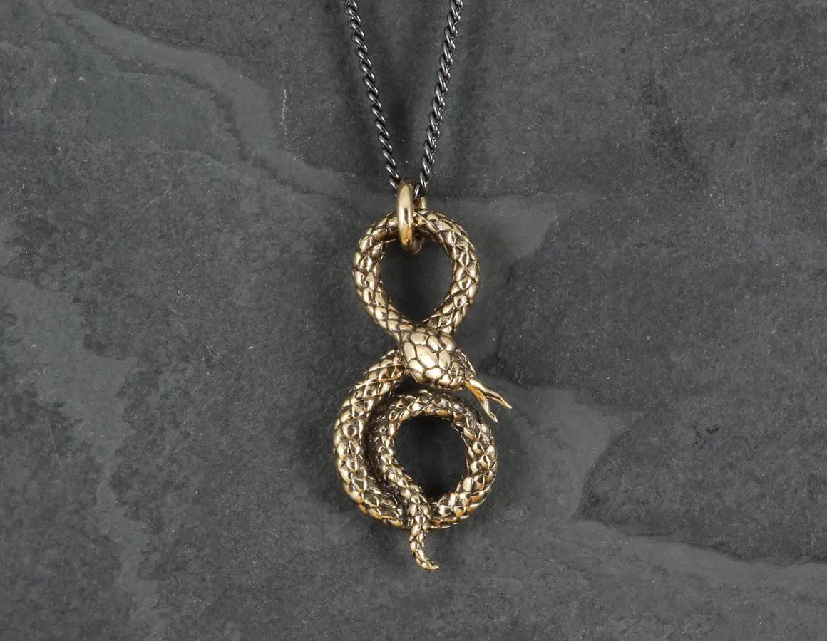 Coiled Snake Necklace - Bronze