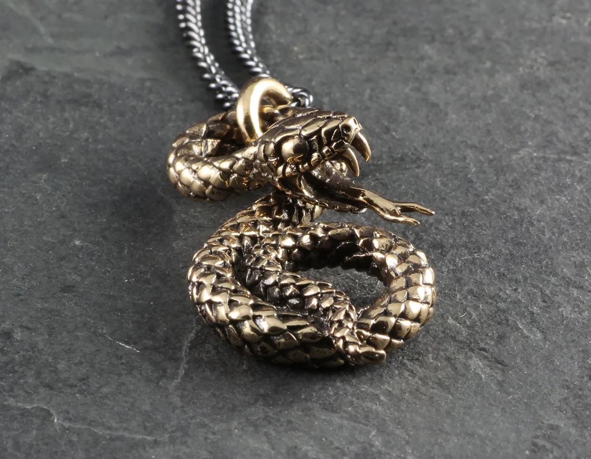 Coiled Snake Necklace - Bronze