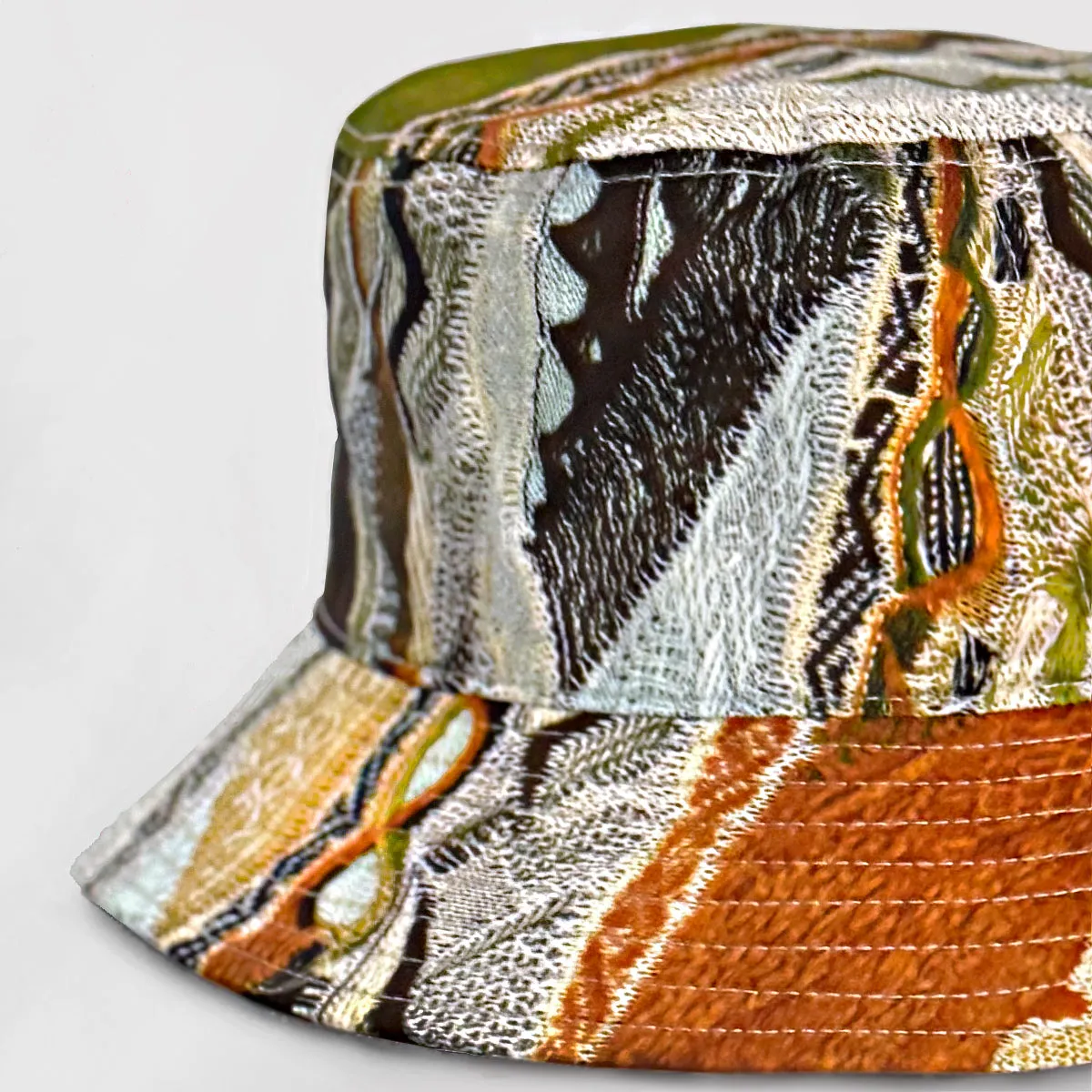 COOGI Silk Bucket Hat - Olive and Rust