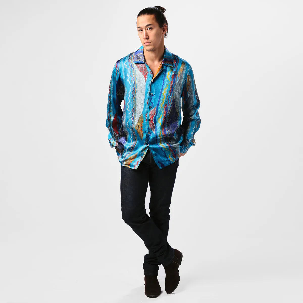 COOGI Silk Shirt in Blues