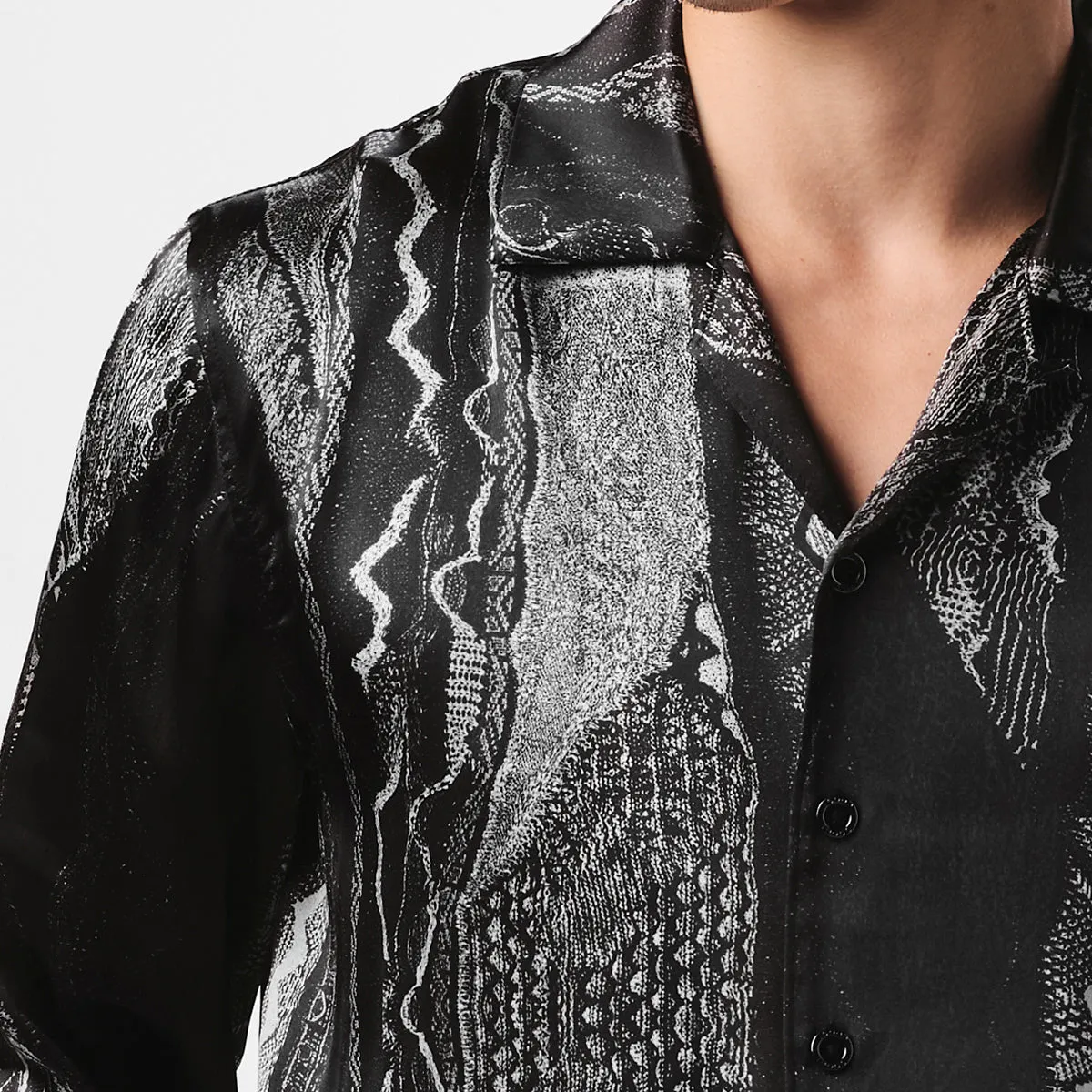 COOGI Silk Shirt - Printed in Black & Grey