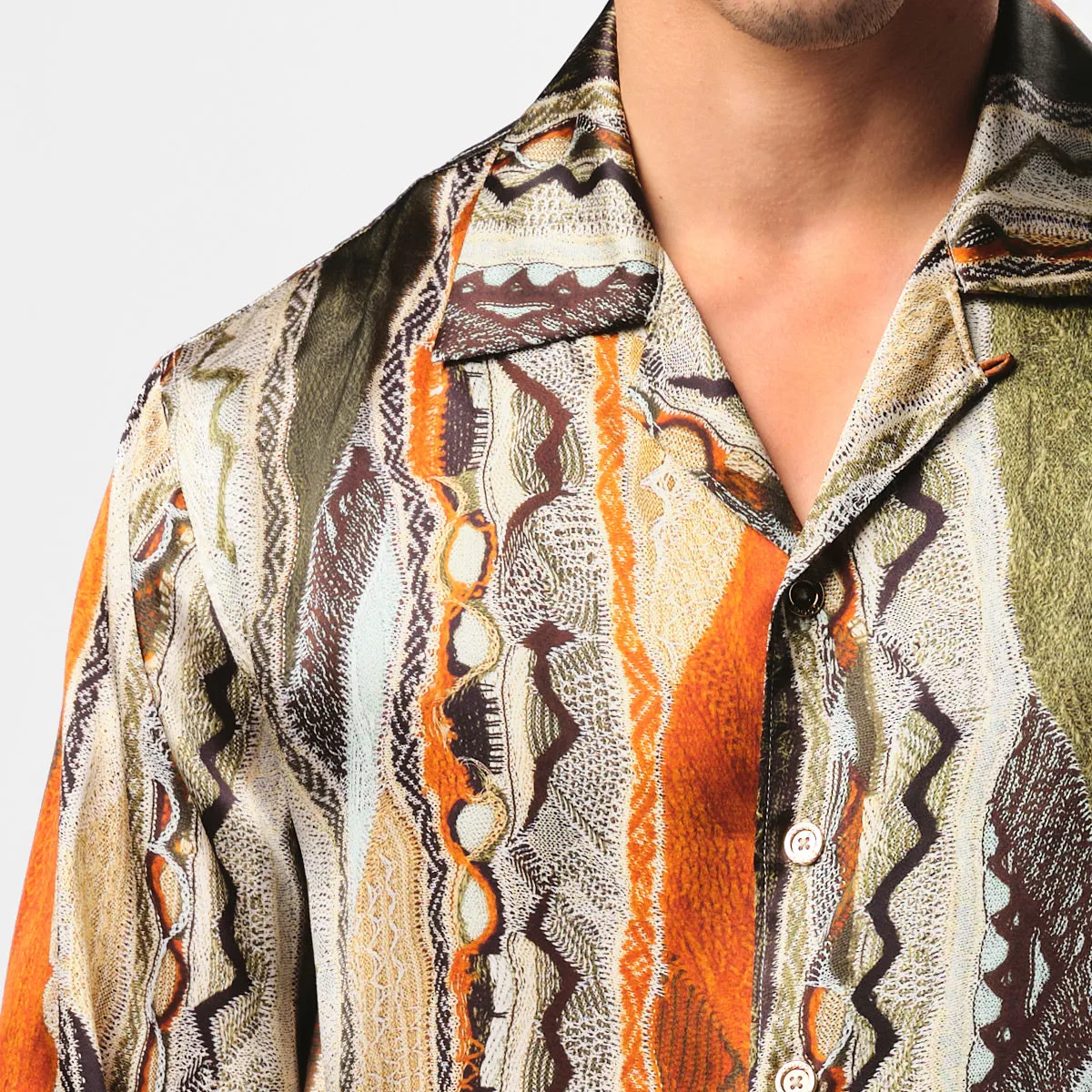 COOGI Silk Shirt - Printed in Olive