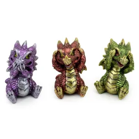 Elements Dragon Figurine Set of 3 - Hear No Speak No See No Evil DRG543