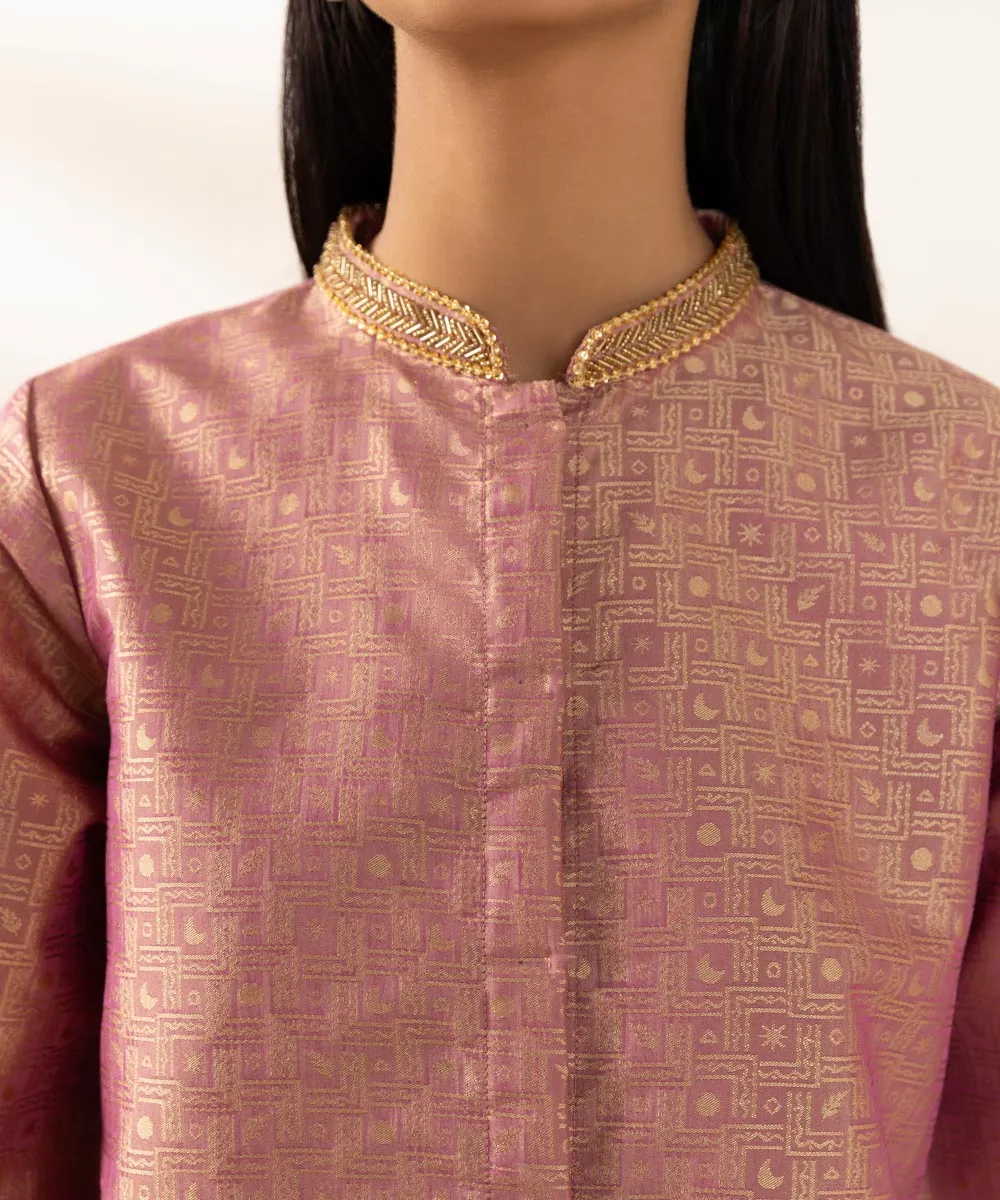 Embellished Front-open Jacquard Shirt