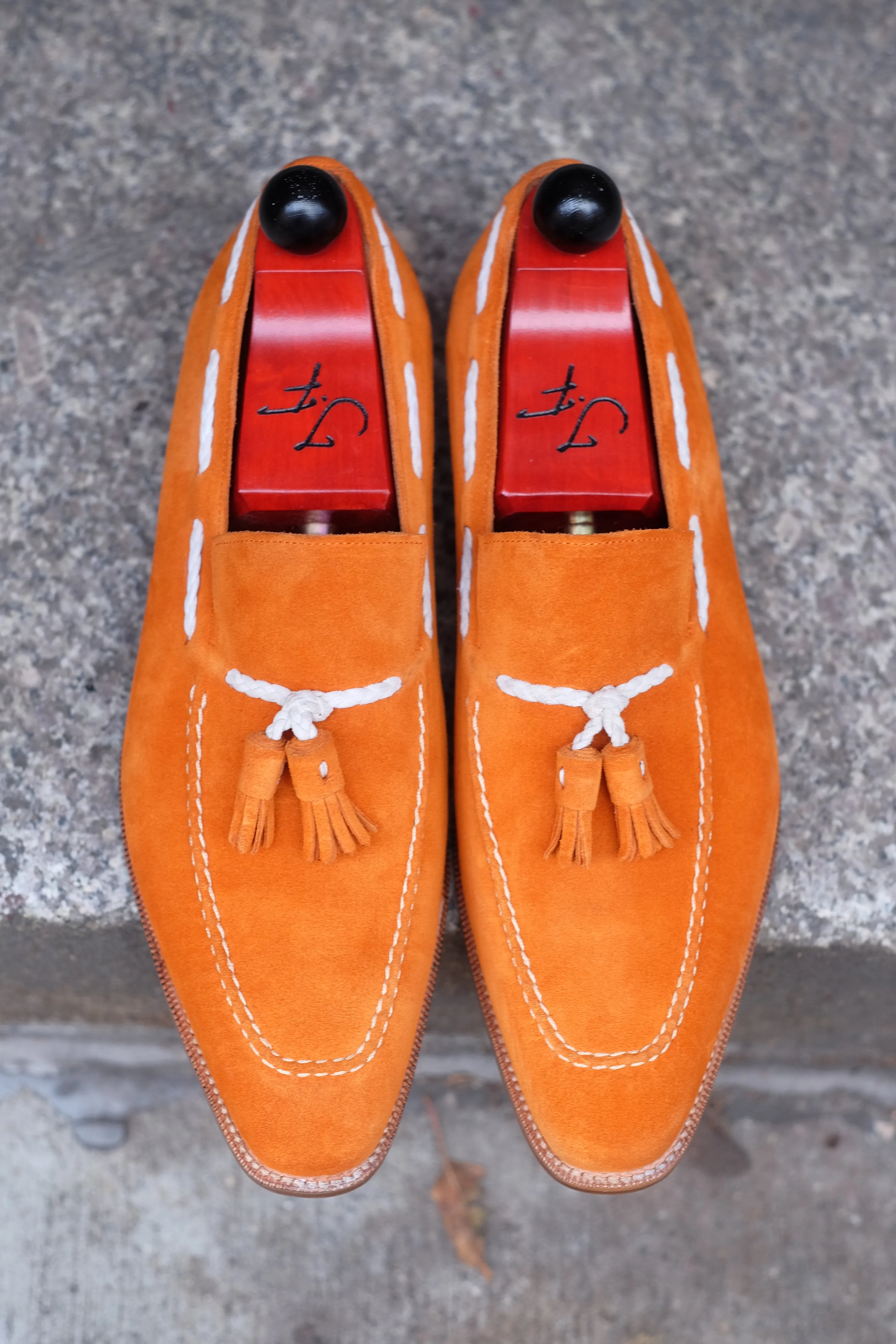 Eskapa - MTO - Orange Suede / Natural Stitching - LPB Last - Single Leather Sole