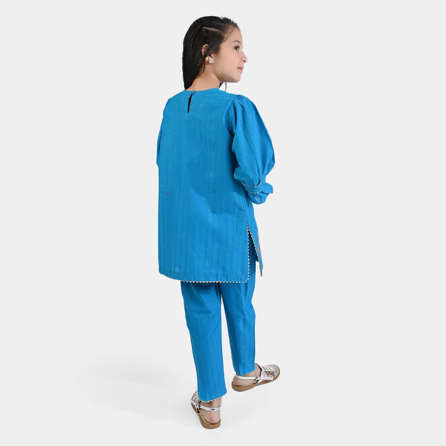 Girls Jacquard EMB 2Pcs Roshan-Teal