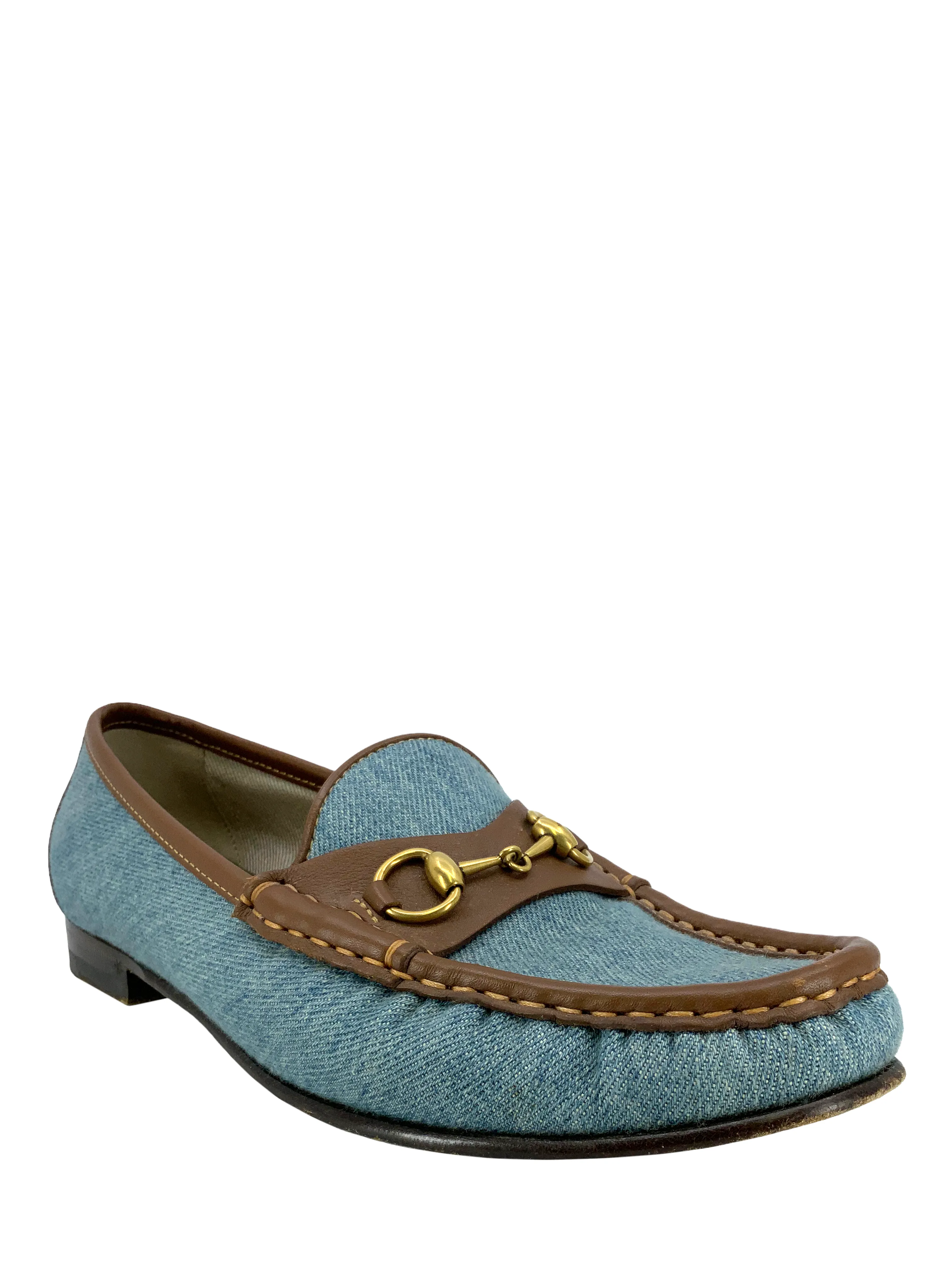 Gucci Classic Horsebit Denim Loafers Size 7.5