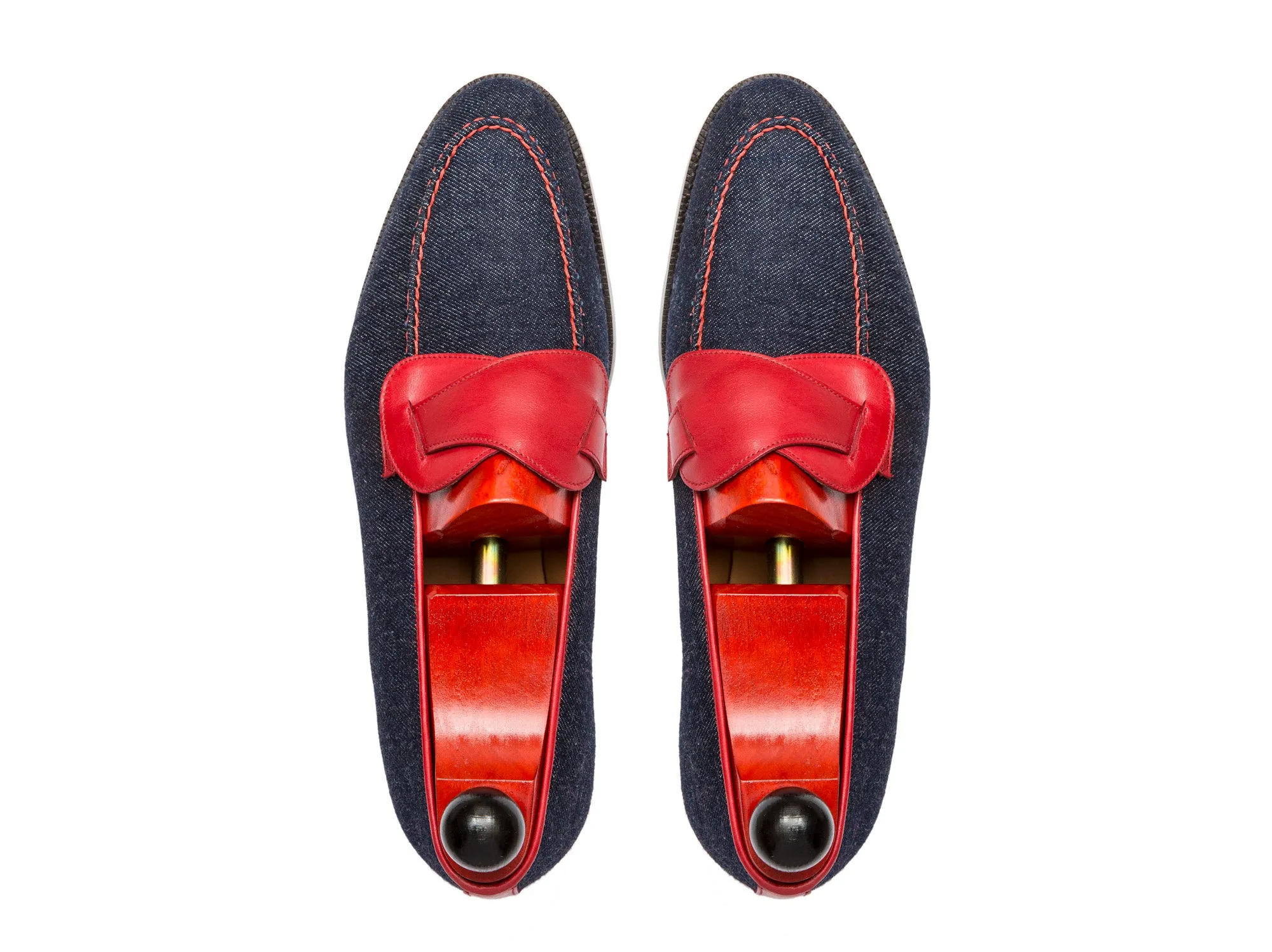 Hawthorne - MTO - Denim / Red Calf - TMG Last - Double Leather Sole