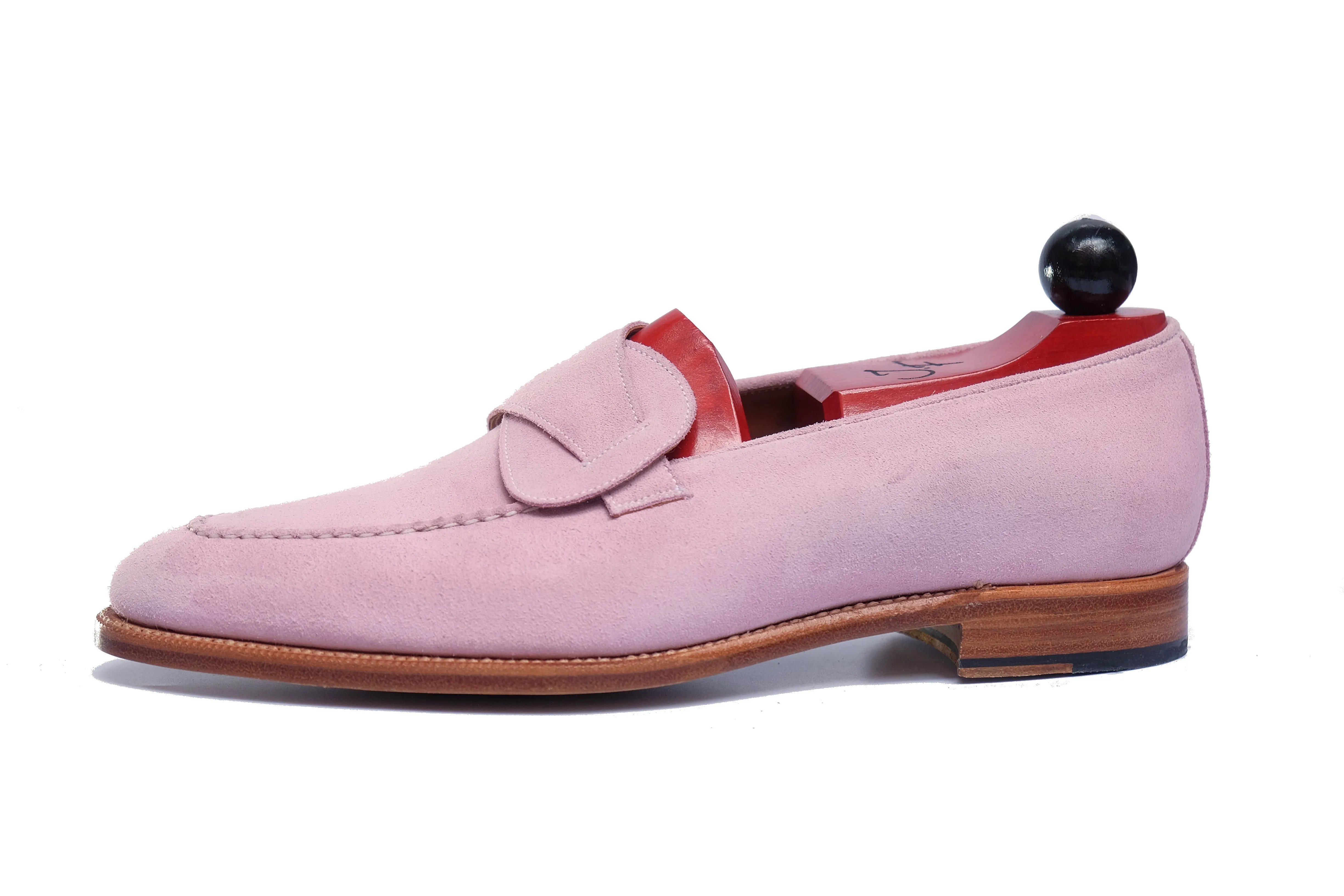 Hawthorne - MTO - Pink Suede - Natural Edge Trim - TMG Last - Single Leather Sole