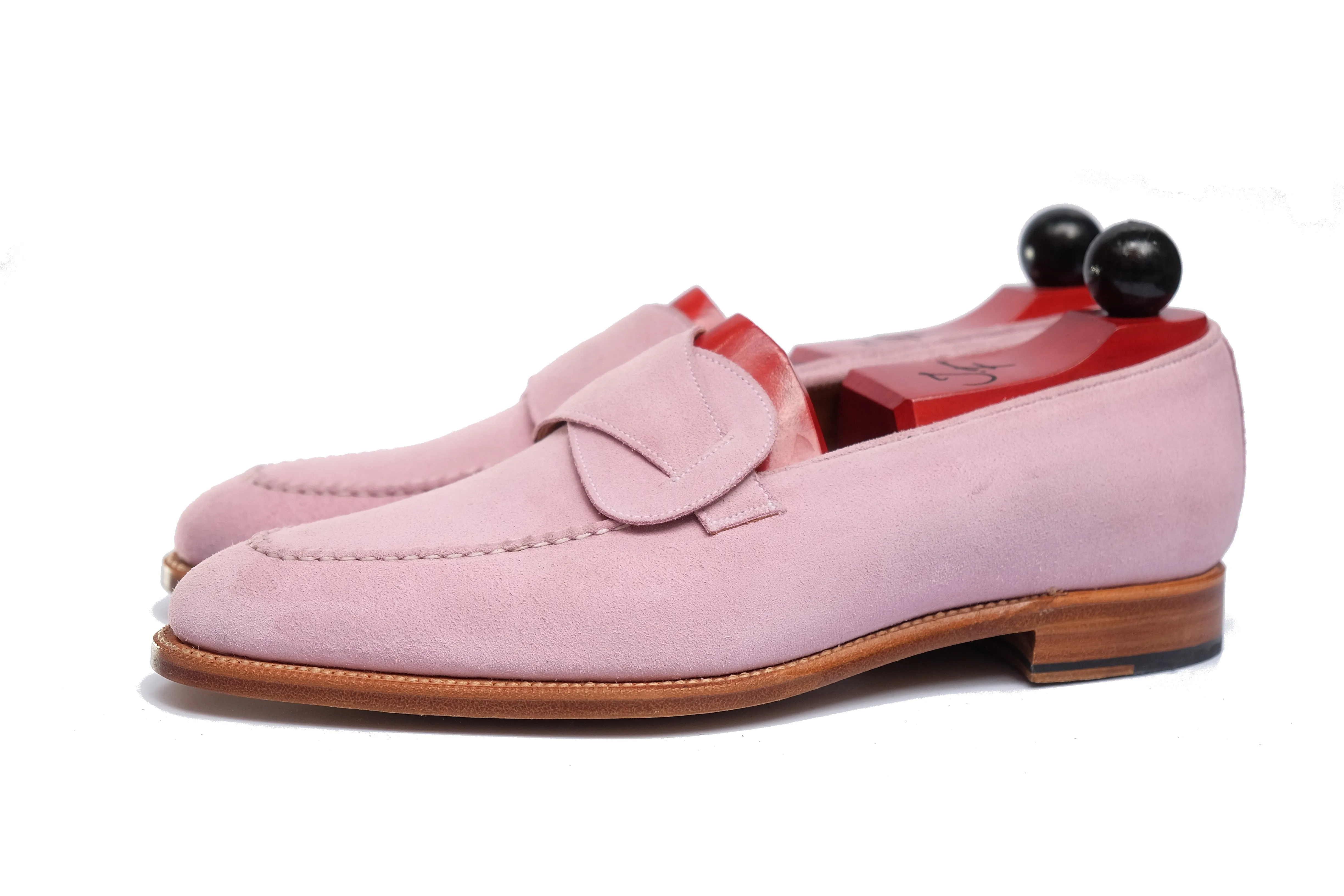 Hawthorne - MTO - Pink Suede - Natural Edge Trim - TMG Last - Single Leather Sole