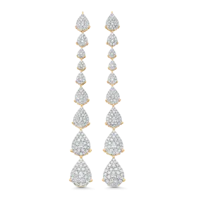 Illusion Pear Diamond Cluster Drop Earrings