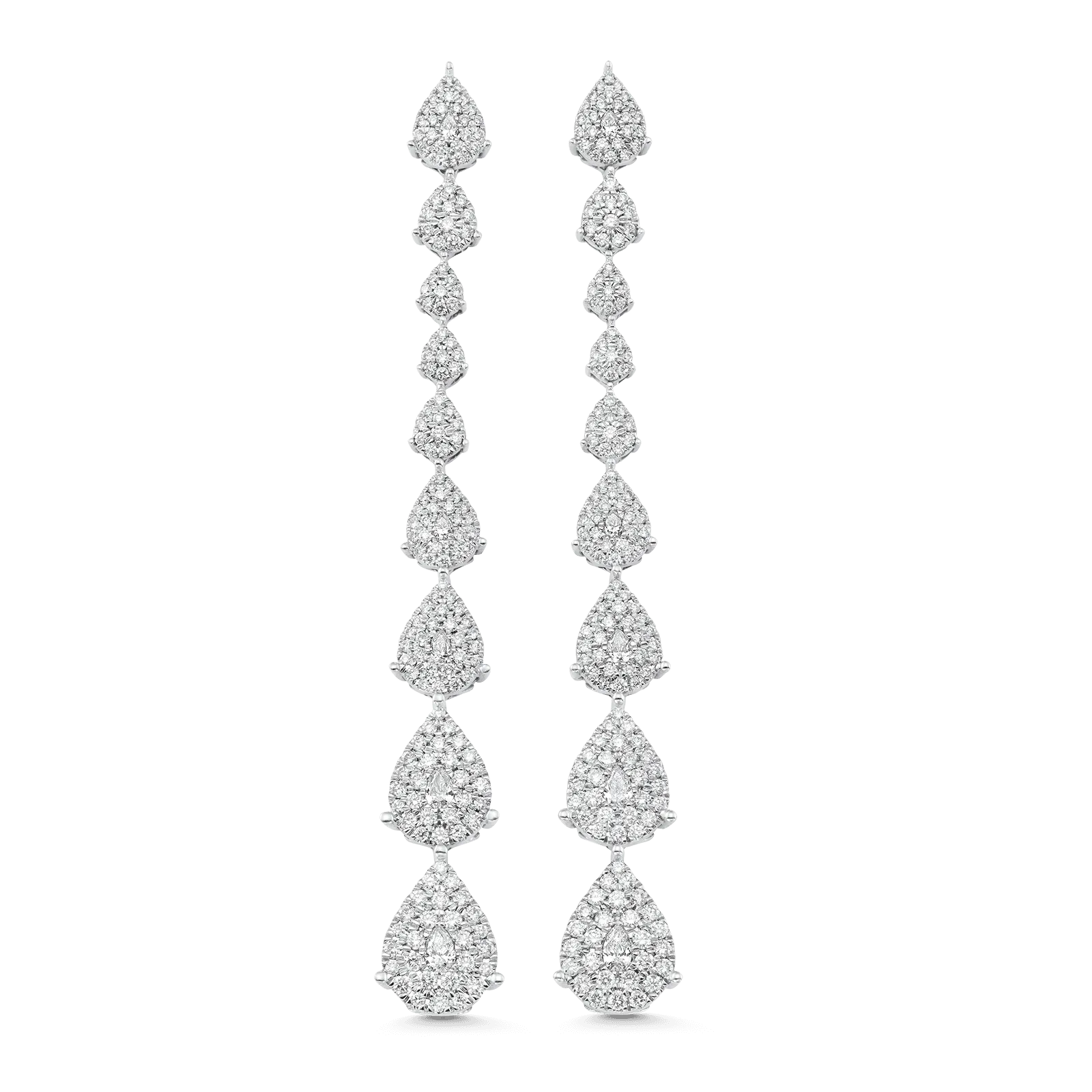 Illusion Pear Diamond Cluster Drop Earrings