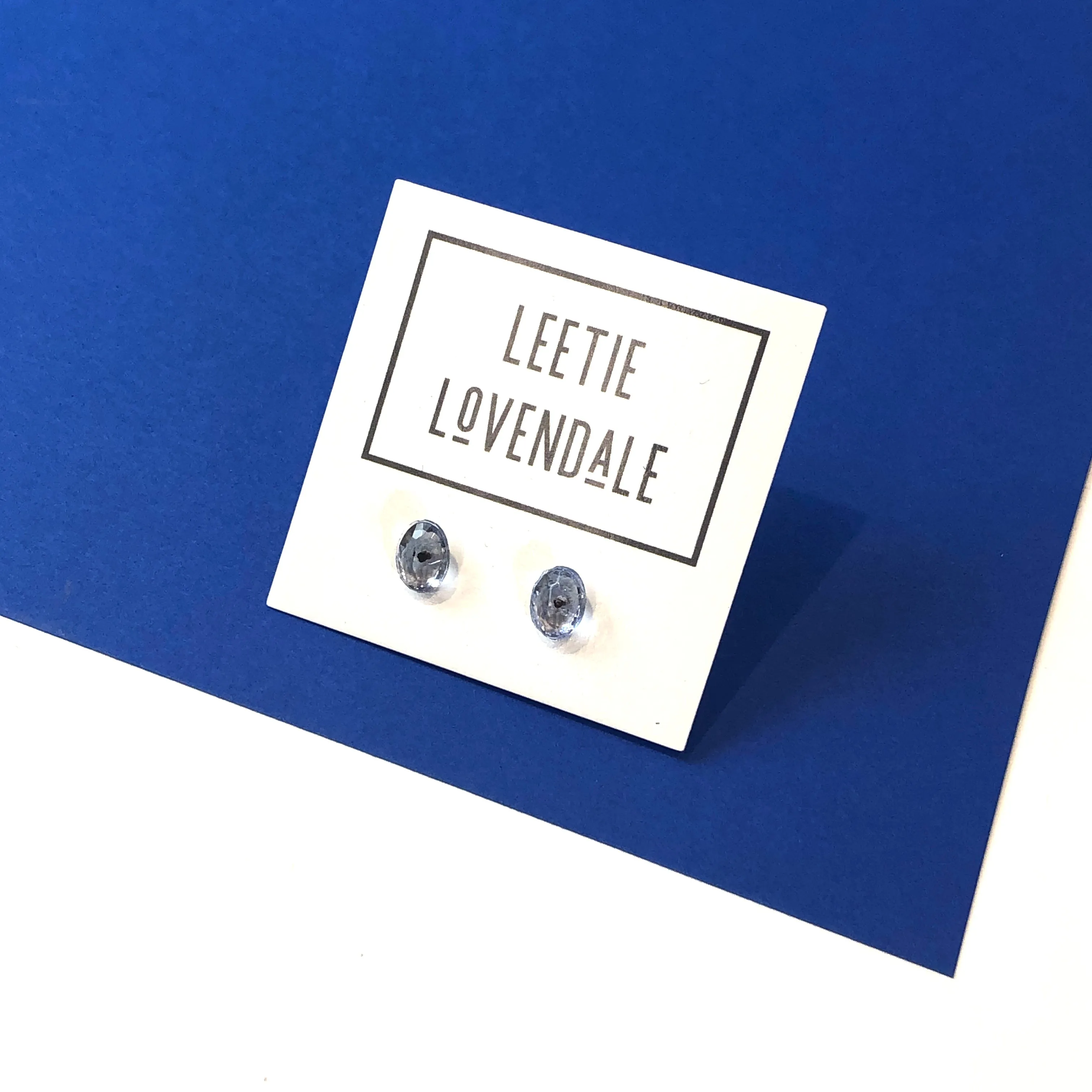 Indigo Faceted Oval Stud Earrings