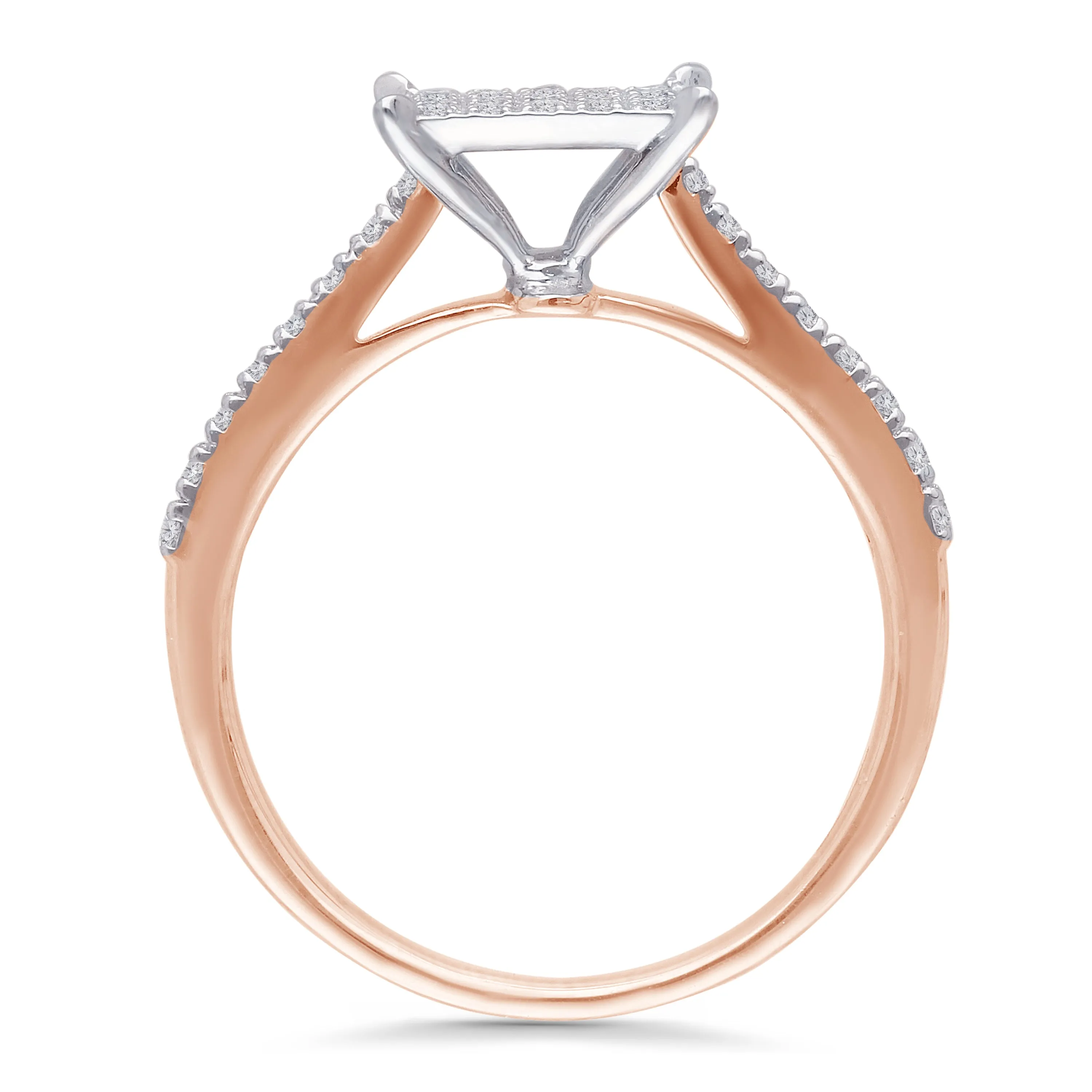 Kallati Eternal Square Shape Cluster  Diamond Engagement Ring in 14K Rose Gold