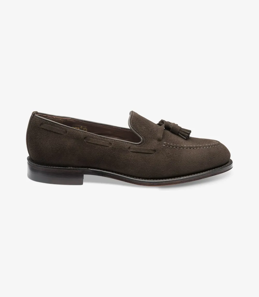 LOAKE - Russell Tasselled Loafers Suede Shoe - Dark Brown