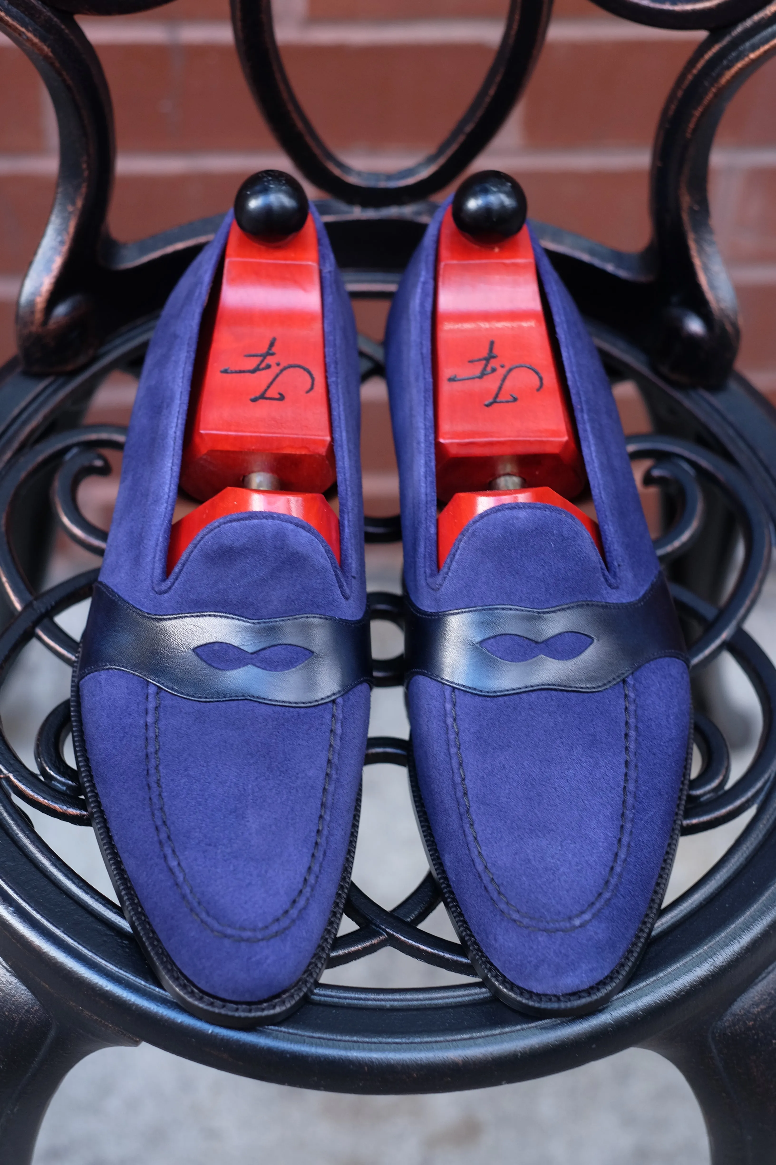 Madison - MTO - Medium Blue Suede / Blue Calf - TMG Last - Single Leather Sole