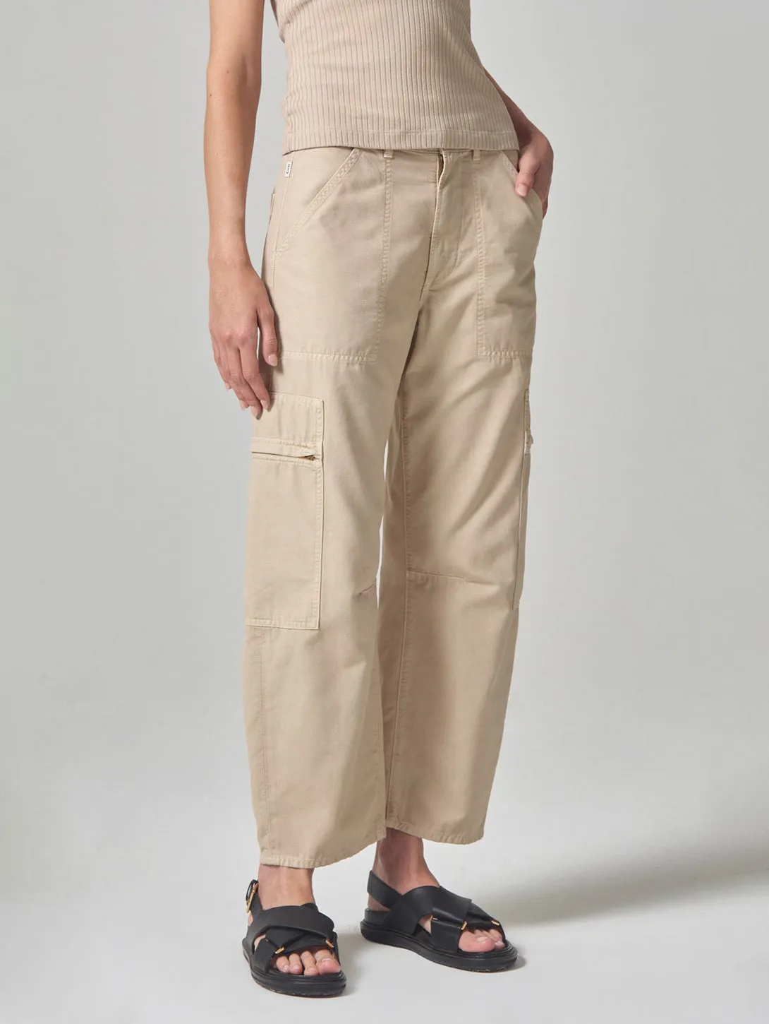 Marcelle Low Slung Easy Cargo Pant  - Taos Sand