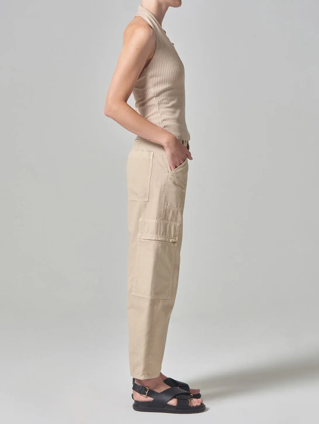 Marcelle Low Slung Easy Cargo Pant  - Taos Sand