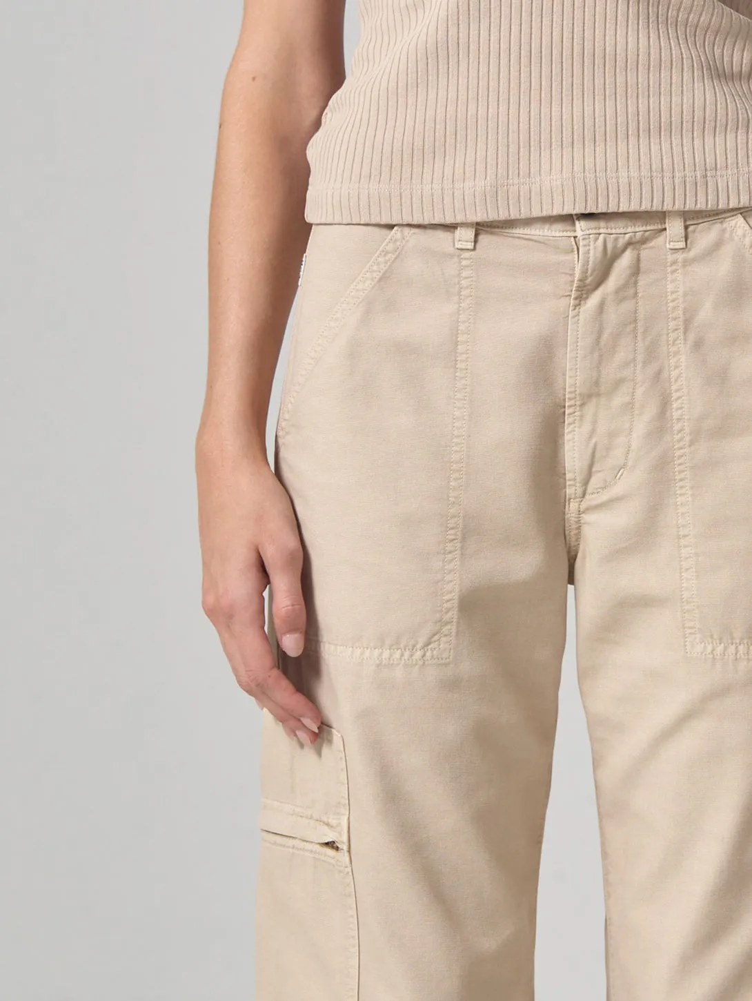 Marcelle Low Slung Easy Cargo Pant  - Taos Sand