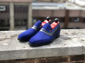 Marcos - MTO - Vivid Blue Suede / Black Calf - LPB Last - Single Leather Sole