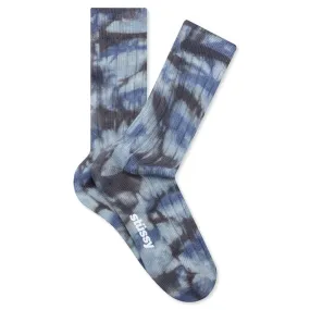 Multi Dyed Ribbed Socks - Steel/Blue