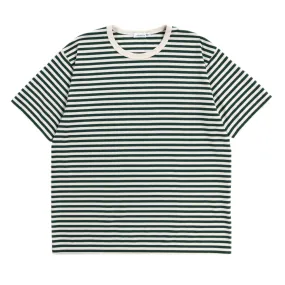 NANAMICA COOLMAX STRIPE JERSEY TEE GREEN / NATURAL