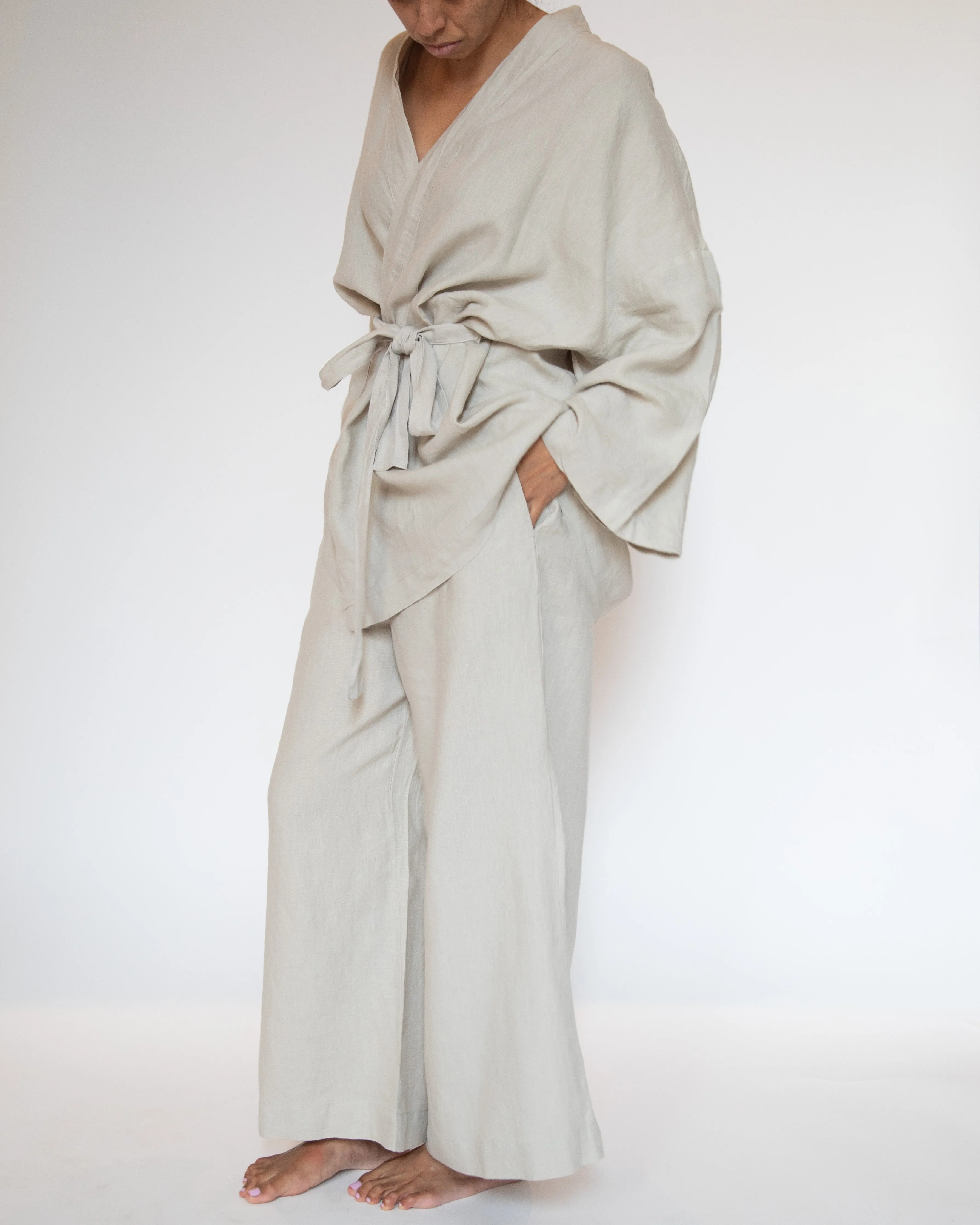 Naoko Linen Kimono Sleepwear Set