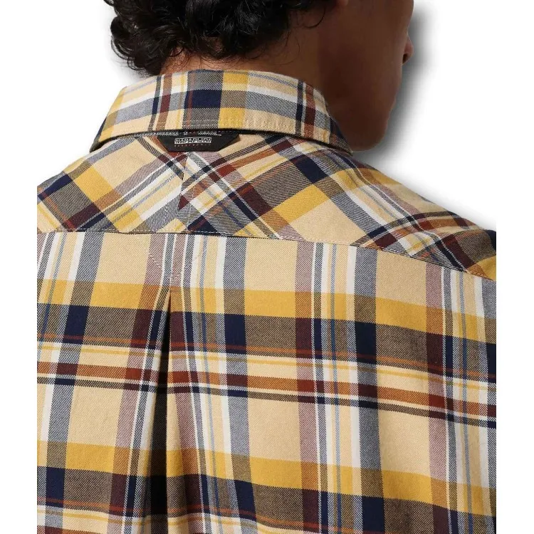 Napapijri NP0A4FMN84C1 Camicia Manica Lunga a Quadri Yellow