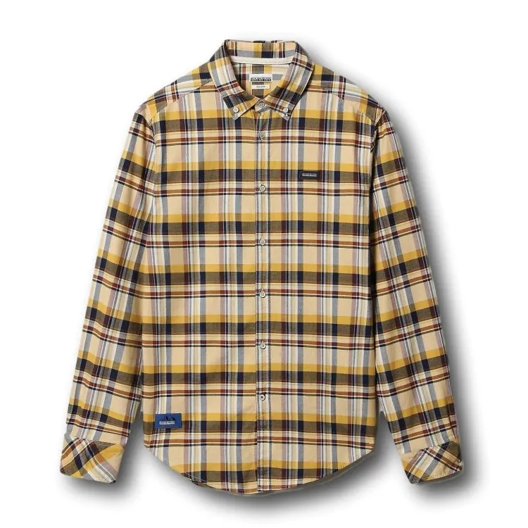 Napapijri NP0A4FMN84C1 Camicia Manica Lunga a Quadri Yellow