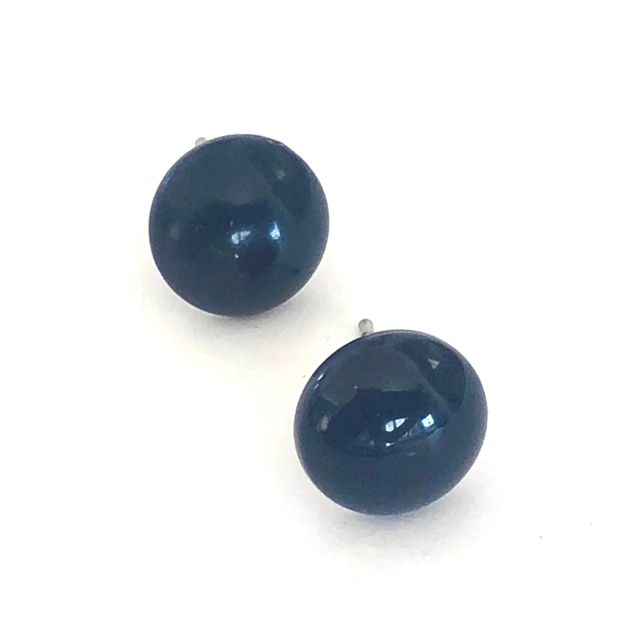 Navy Blue Small Retro Button Stud Earrings