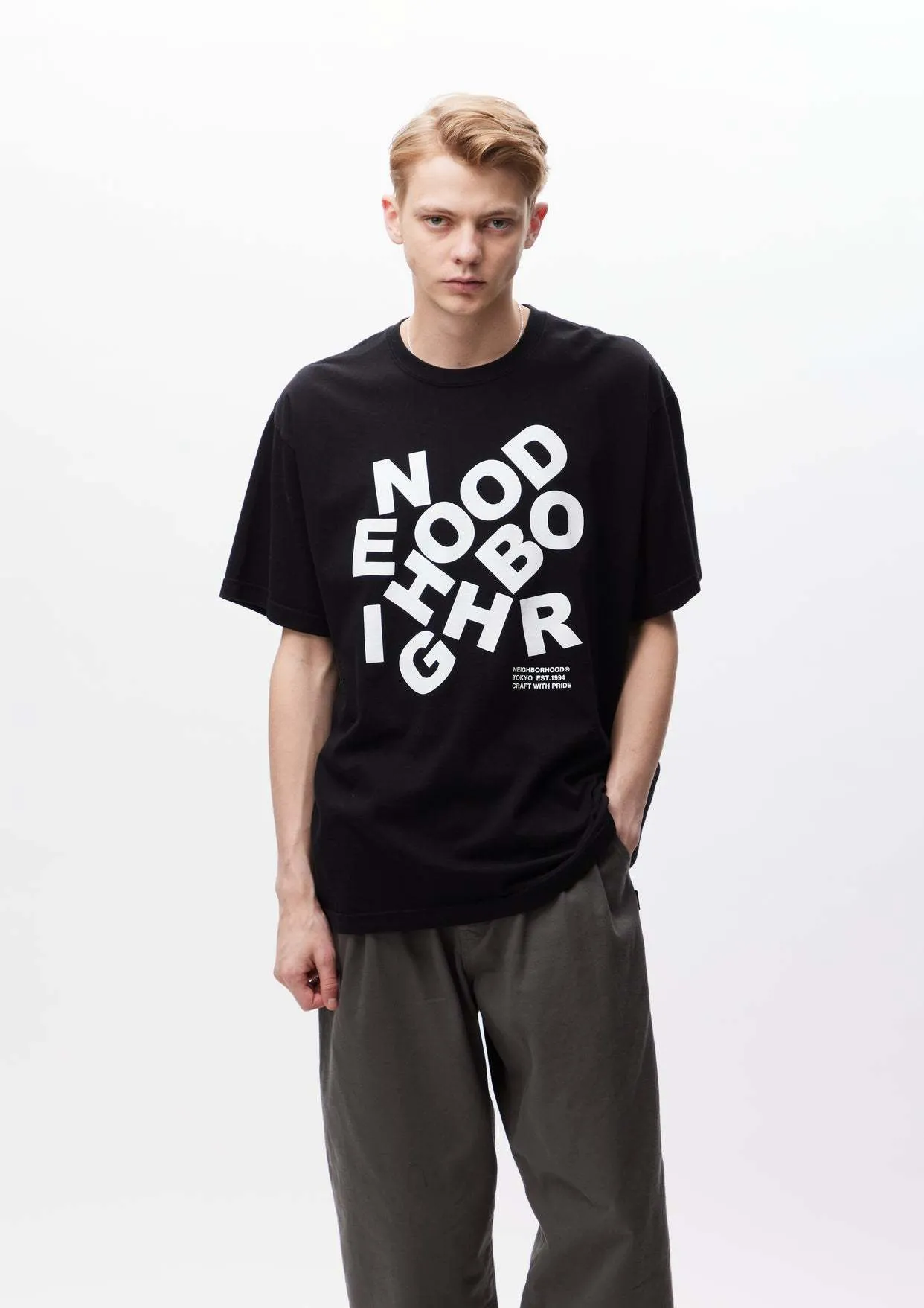 NEIGHBORHOOD  |Crew Neck Unisex Street Style Plain Short Sleeves Logo