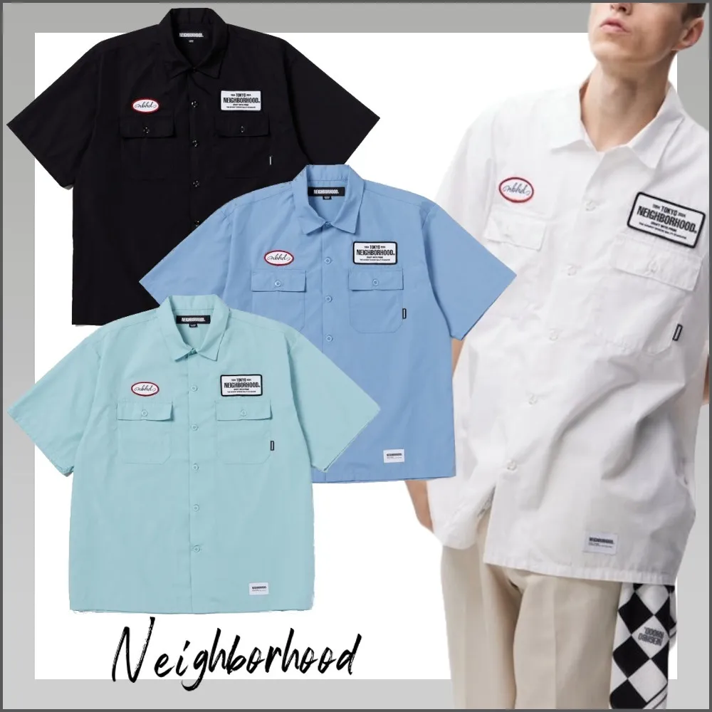 NEIGHBORHOOD  |Street Style Plain Cotton Short Sleeves Logo Shirts