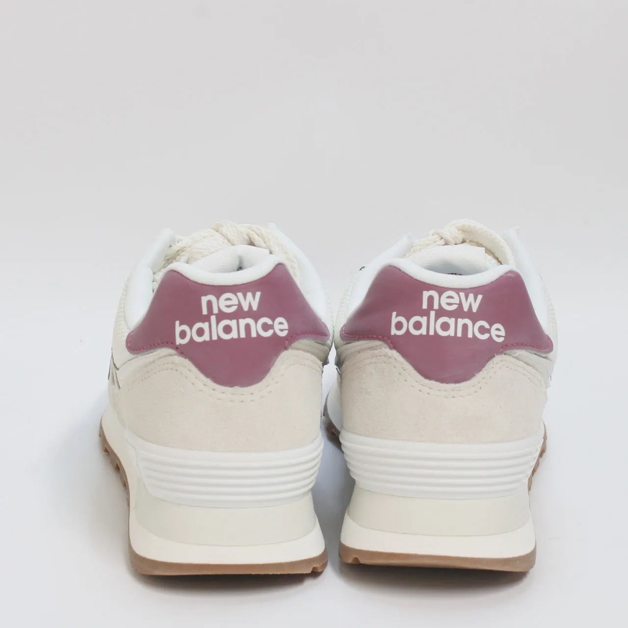 New Balance 574 Sea Salt White Blue Burgundy Trainers