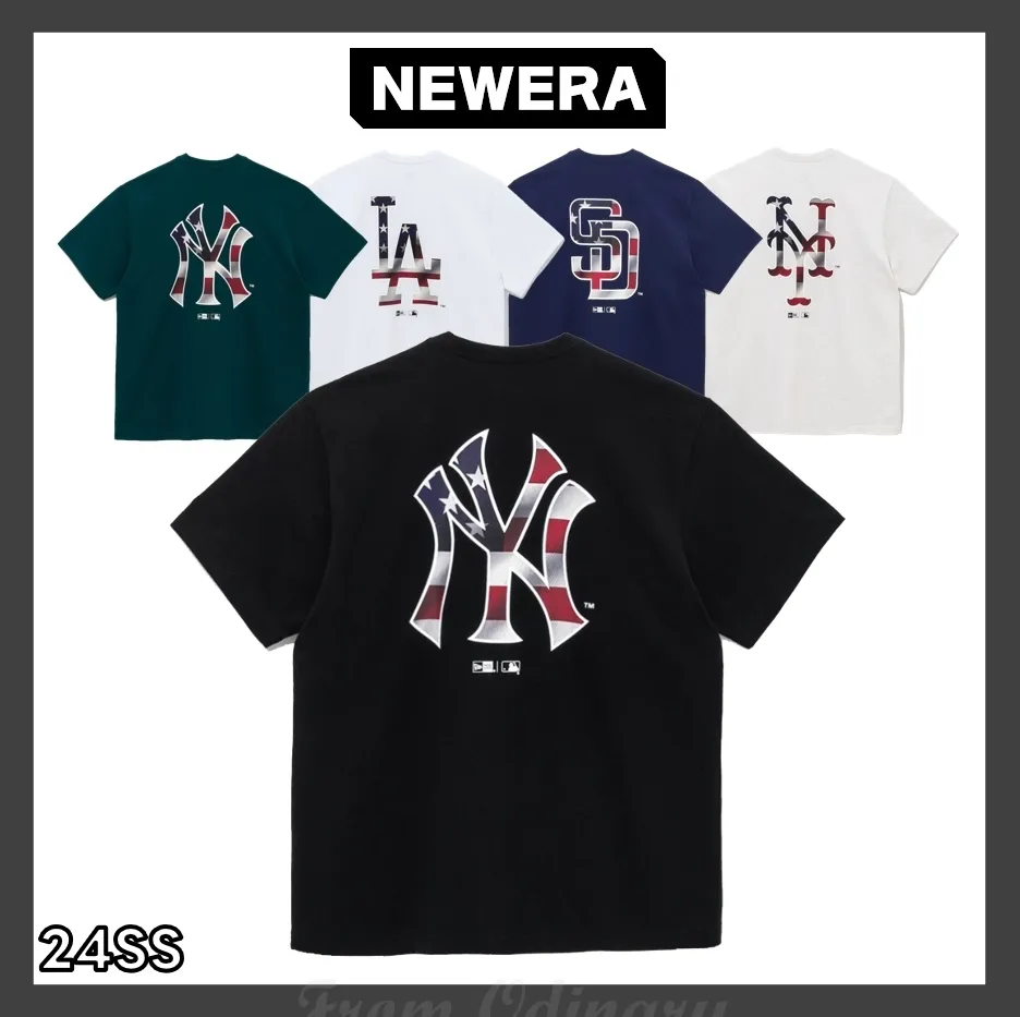 New Era  |Unisex Street Style Oversized Logo T-Shirts